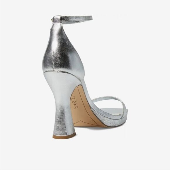New SARTO by Franco Sarto Dolores Ankle Strap High Heel Silver Party Sandal s 7 - Picture 3 of 7